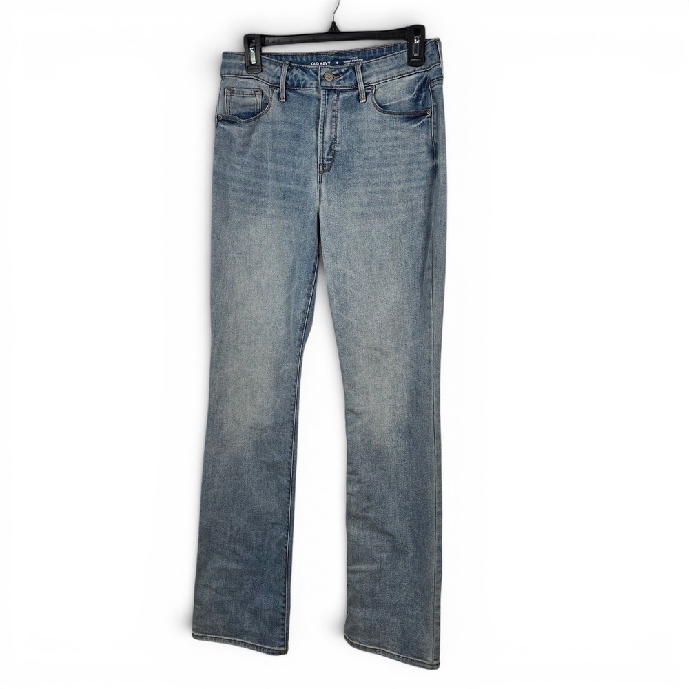 Old Navy Kicker Boot-Cut High-Rise Light Wash Blue Denim Jeans Womens Size 8